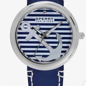 NEW Sperry ‘Sandbar’ Anchor Dial Leather Strap Watch